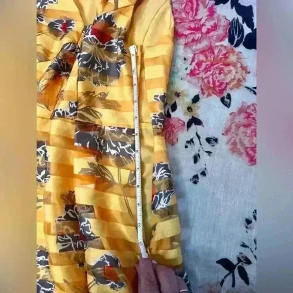 Banana Republic Gold Floral Print Fit and Flare Dress Women's Size‎ 0 - Picture 6 of 8